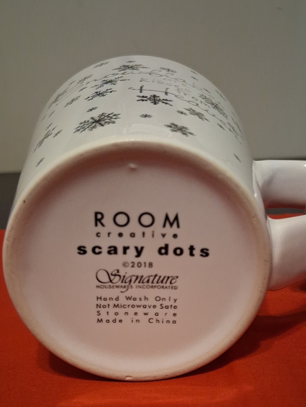 White Snowman Holiday Ceramic Mug — Snowflakes Are Kisses From Heaven Mug - Picture 10 of 13
